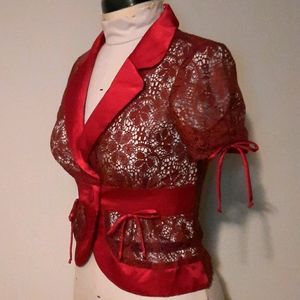 Burgundy Lace Blazer style Blouse